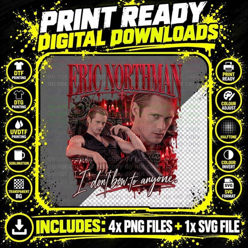 True Blood Vintage Eric Northman Vampire Gothic Fan Png SVG Digital Bundle