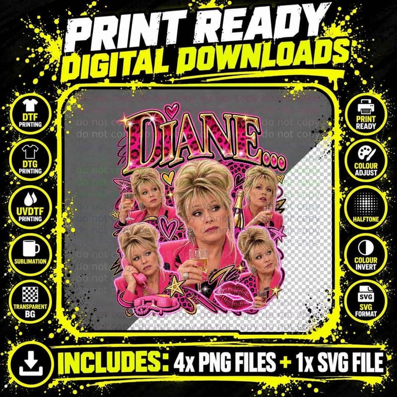Twin Peaks Vintage Bootleg Diane Pink Glam Retro 90s Png SVG Digital Bundle