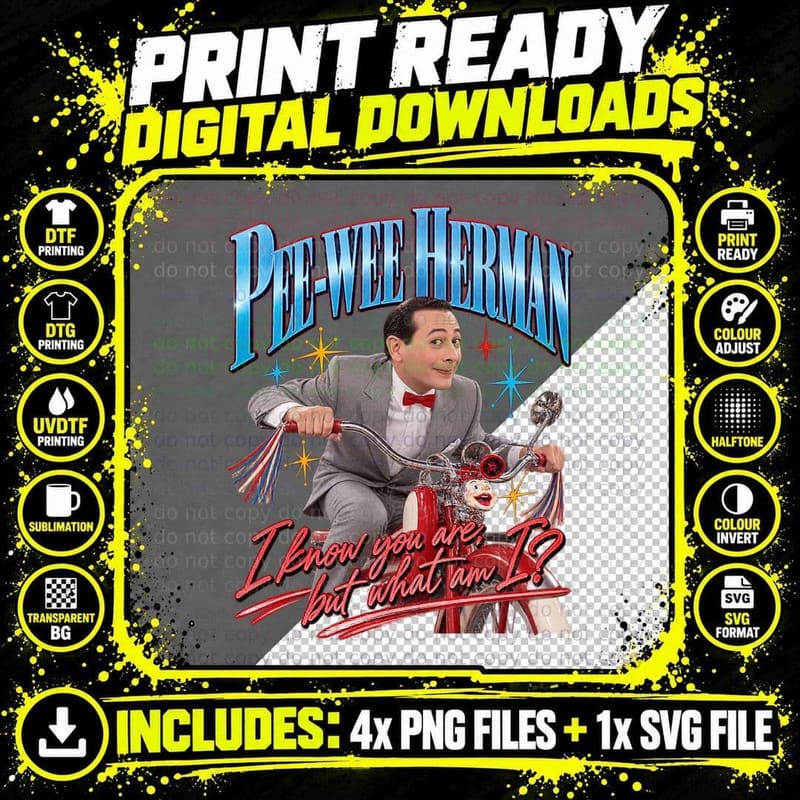 Pee-wee's Big Adventure Vintage Pee-wee Herman Retro Png SVG Digital Bundle