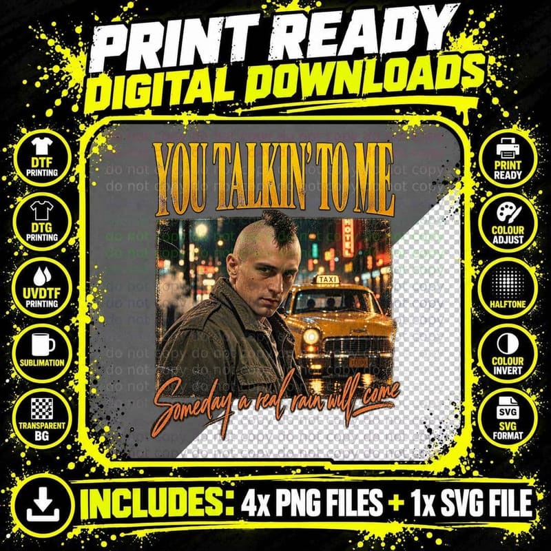 Taxi Driver Vintage Travis Bickle You Talkin to Me 70s Png SVG Digital Bundle