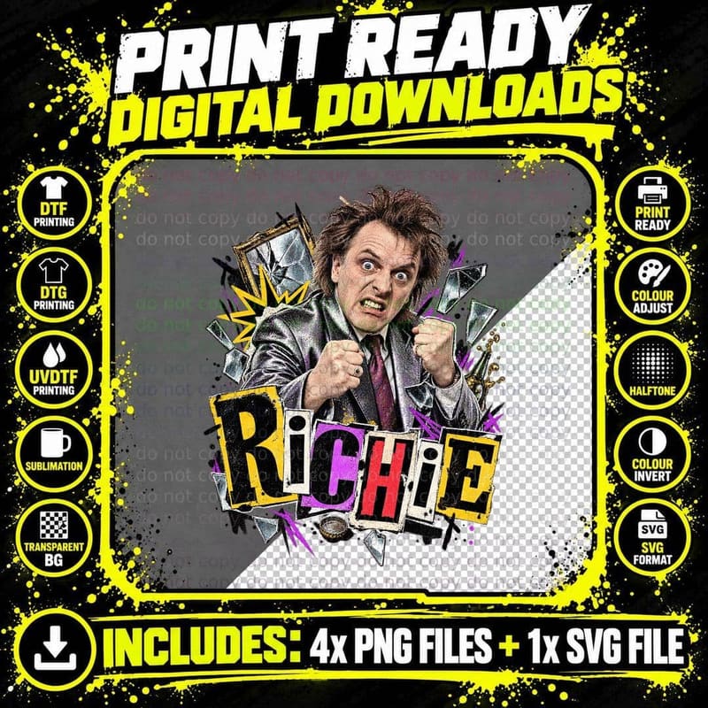 Bottom Richie Rik Mayall Punk Collage British Comedy Png SVG Digital Bundle