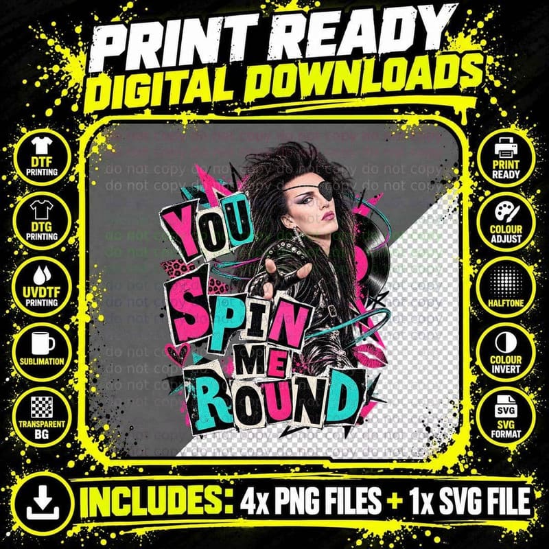 Pete Burns Dead or Alive You Spin Me Round Punk Collage Png SVG Digital Bundle