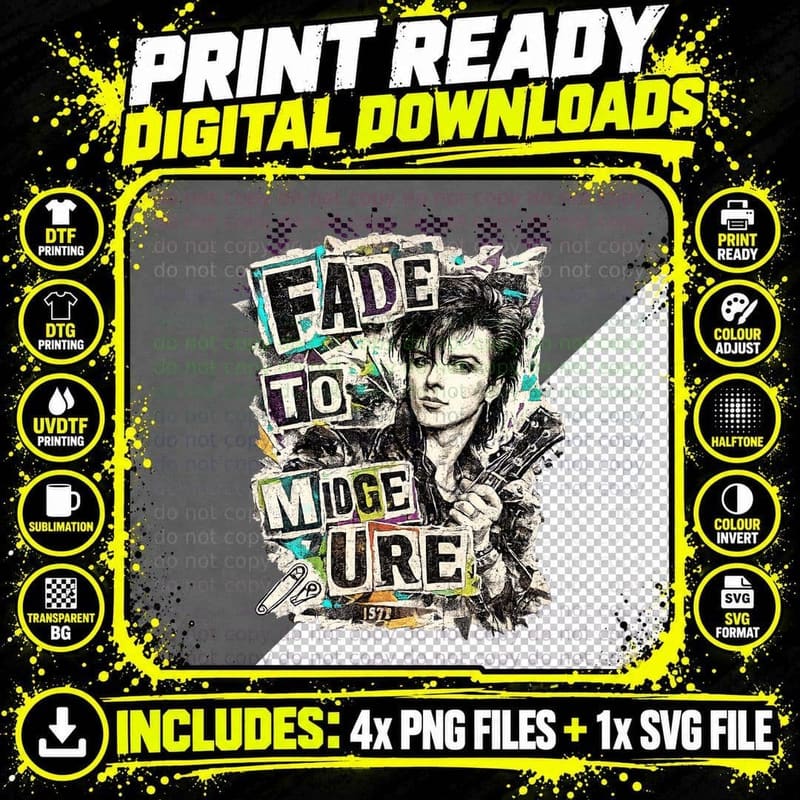 Rich Kids Punk Midge Ure Slik 1977 Glam Punk Rock Guitar Png SVG Digital Bundle