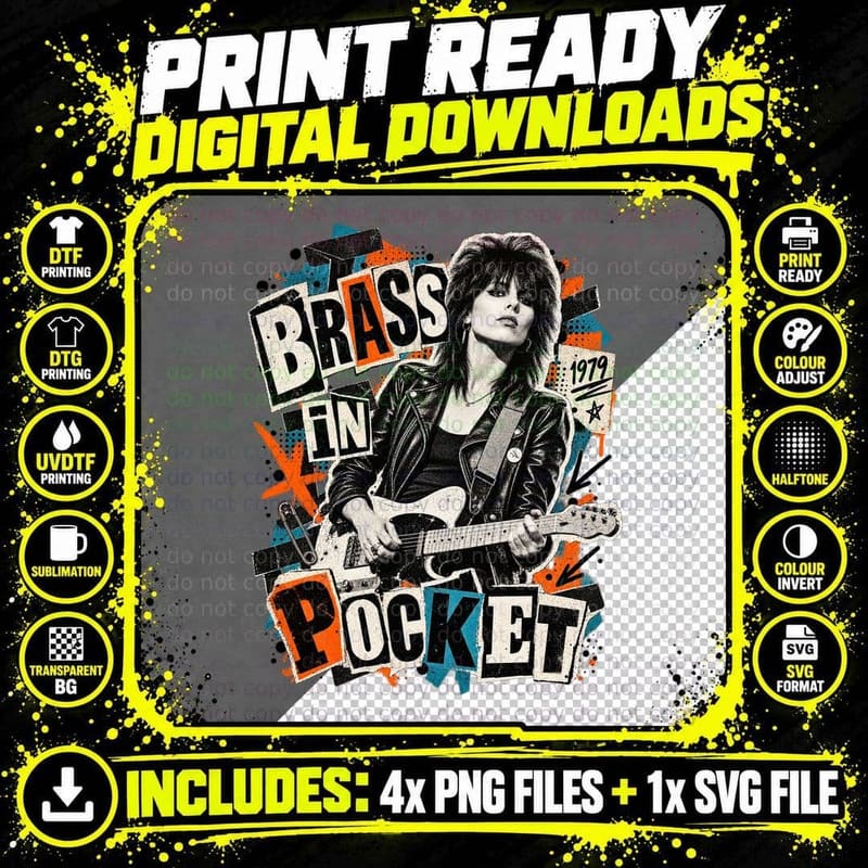 The Pretenders Punk Collage Chrissie Hynde Brass in Png SVG Digital Bundle