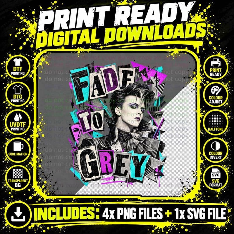 Visage Ransom Note Collage Steve Strange Fade to Grey Png SVG Digital Bundle