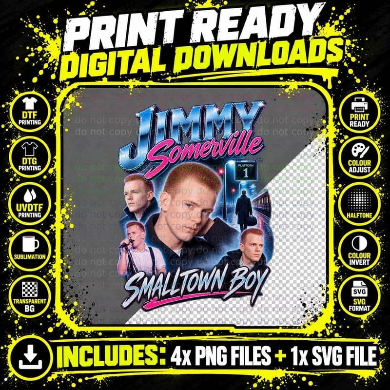 Bronski Beat Retro Synthpop Jimmy Somerville Smalltown Png SVG Digital Bundle