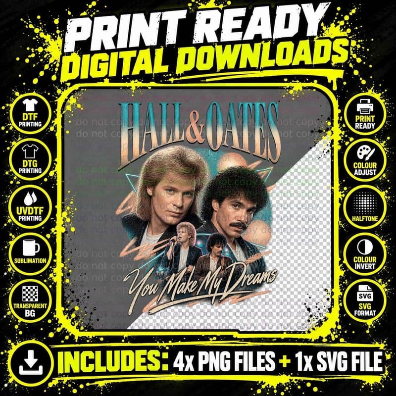 Daryl Hall Vintage You Make My Dreams 80s Pop Music Png SVG Digital Bundle