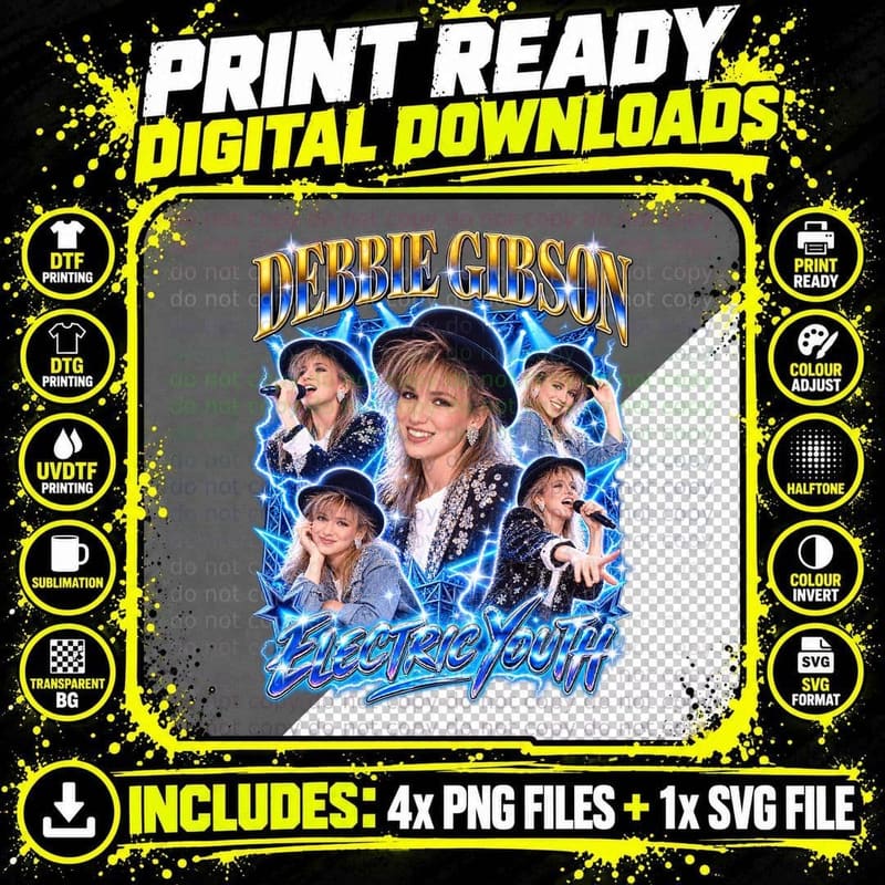 Debbie Gibson Vintage Electric Youth 1980s Pop Music Png SVG Digital Bundle