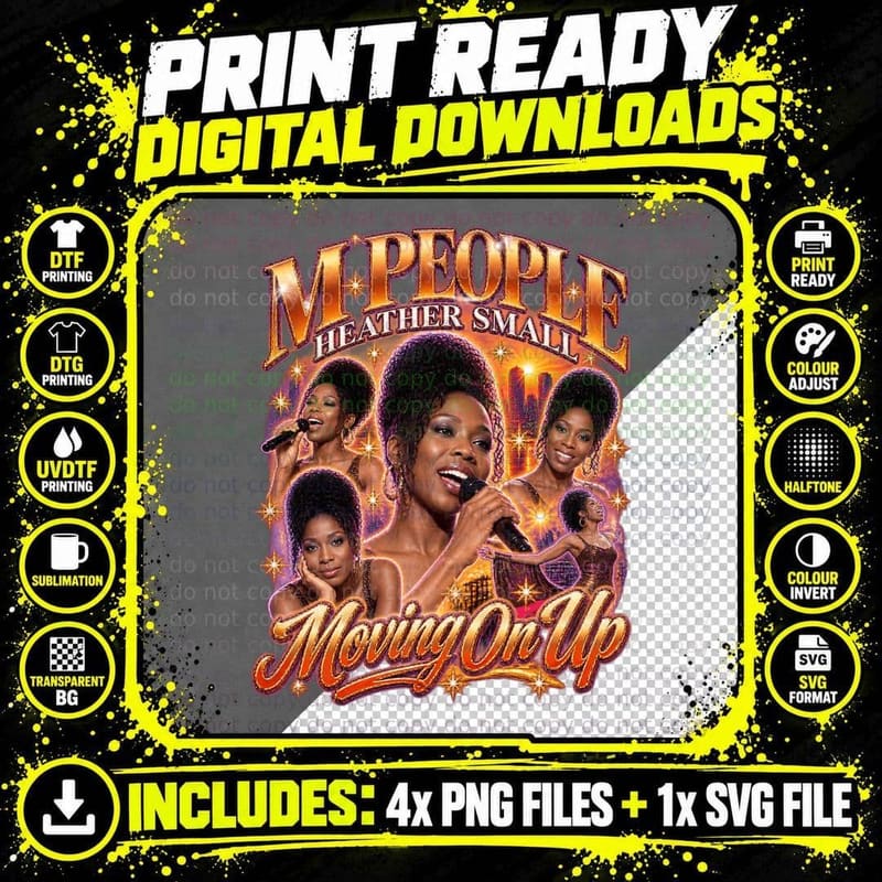 Heather Small M People Vintage Moving On Up 90s Dance Png SVG Digital Bundle