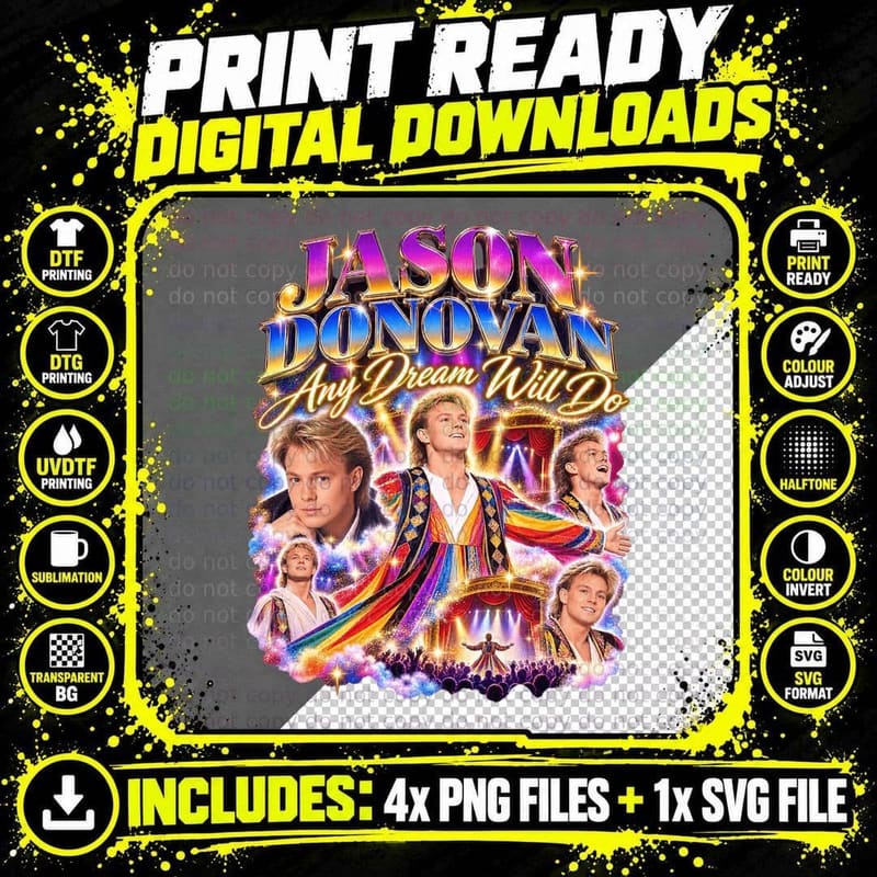 Joseph and the Amazing Technicolor Dreamcoat Retro Png SVG Digital Bundle
