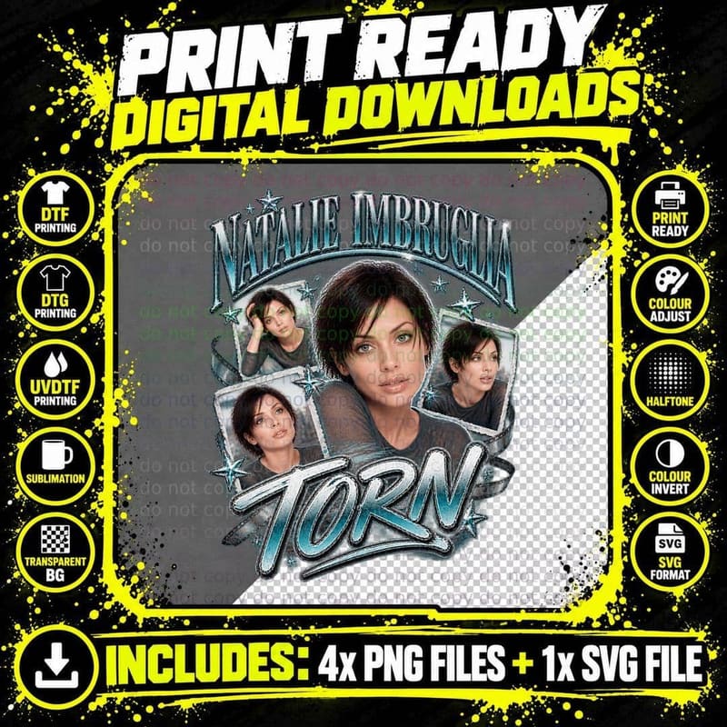 Natalie Imbruglia Torn Vintage 90s Pop Bootleg Style Png SVG Digital Bundle