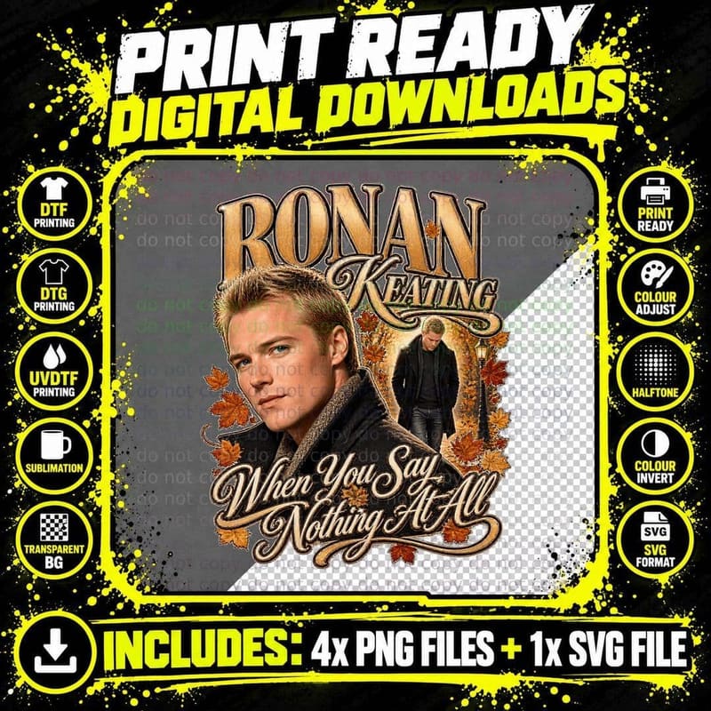 Ronan Keating Vintage When You Say Nothing At All Png SVG Digital Bundle