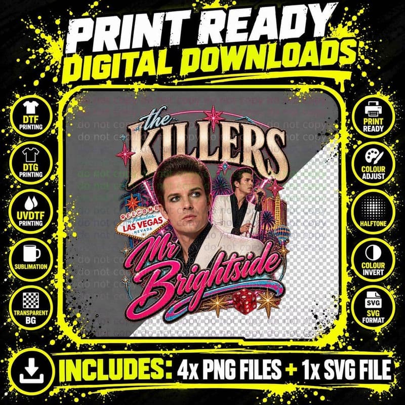 The Killers Vintage Mr Brightside 2000s Indie Rock Neon Png SVG Digital Bundle