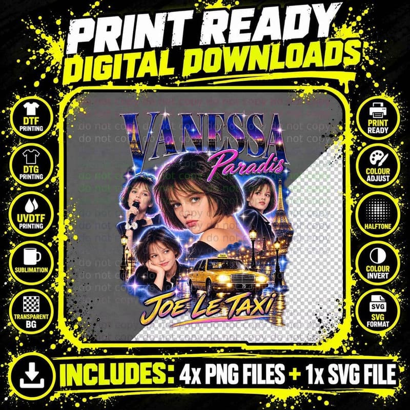 Vanessa Paradis Vintage Joe Le Taxi 1980s French Pop Png SVG Digital Bundle