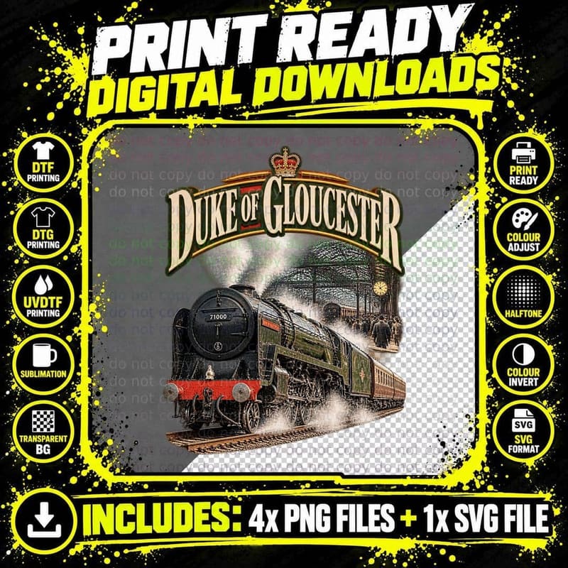Duke of Gloucester Vintage British Railway Steam Png SVG Digital Bundle