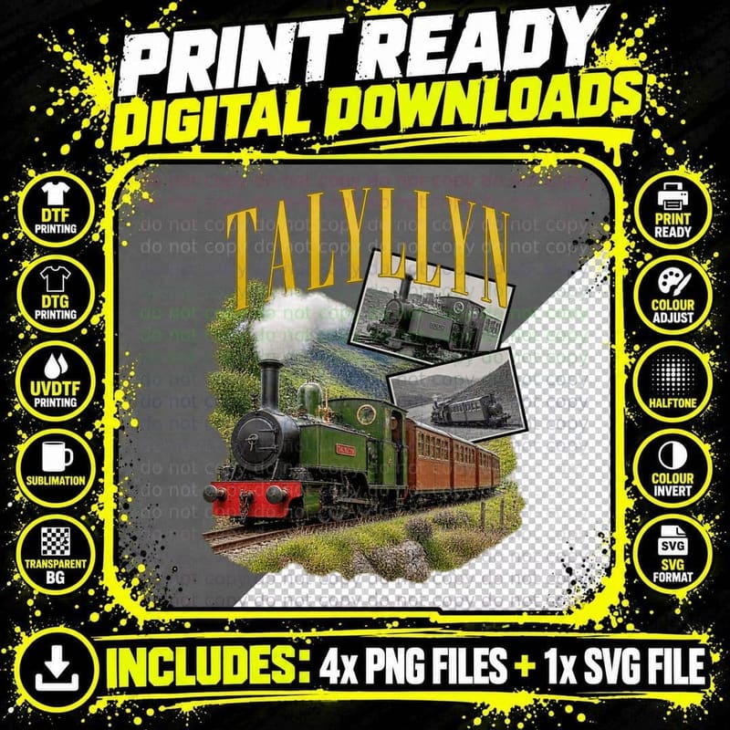 Talyllyn Railway Vintage Welsh Narrow Gauge Steam Train Png SVG Digital Bundle