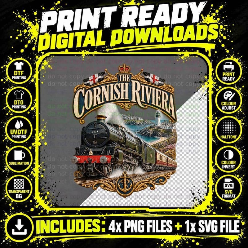The Cornish Riviera Express Vintage British Railway Png SVG Digital Bundle