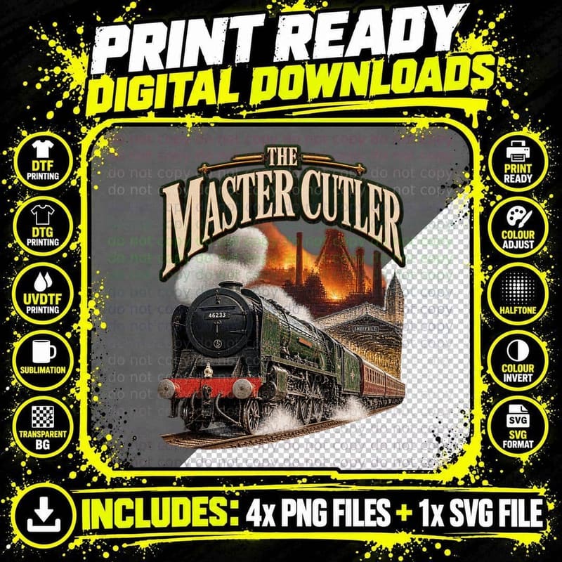 The Master Cutler Vintage Railway Steam Train Heritage Png SVG Digital Bundle