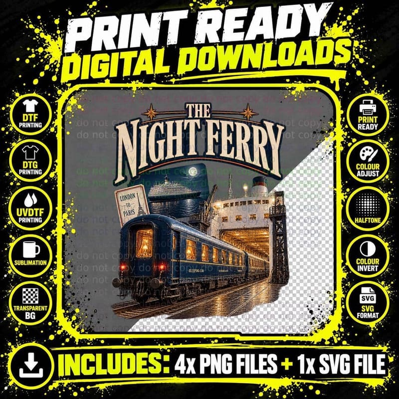 The Night Ferry Vintage British Railway Sleeper Train Png SVG Digital Bundle