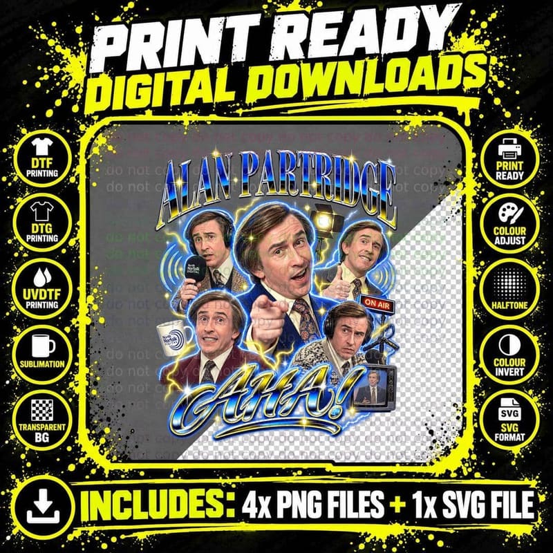Alan Partridge Vintage Bootleg TV Nostalgia Retro Comedy Png SVG Digital Bundle