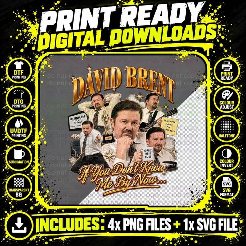 The Office UK Vintage Bootleg David Brent Retro Comedy Png SVG Digital Bundle