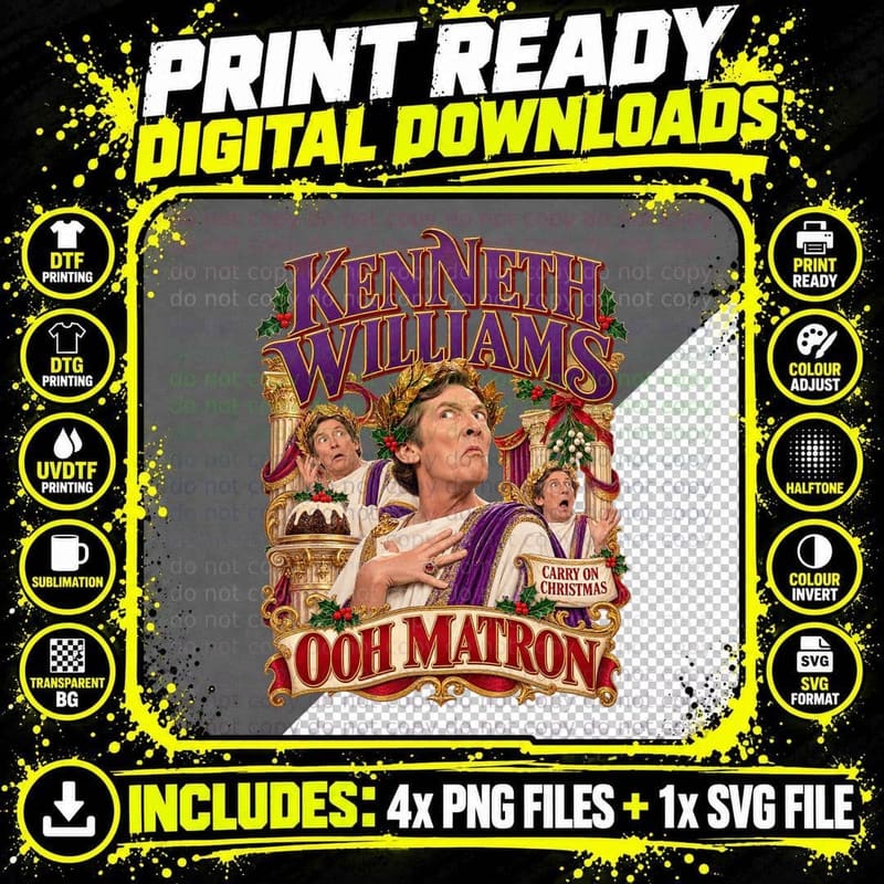 Carry On Christmas Vintage Kenneth Williams Ooh Matron Png SVG Digital Bundle