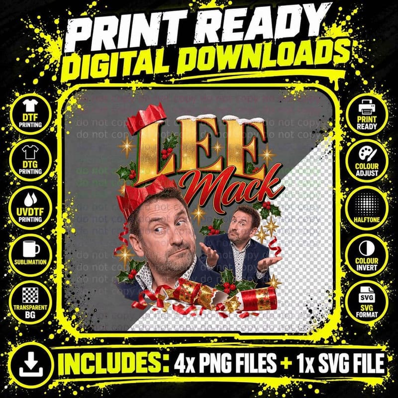 Lee Mack Christmas Cracker Hat Retro British Comedian Png SVG Digital Bundle