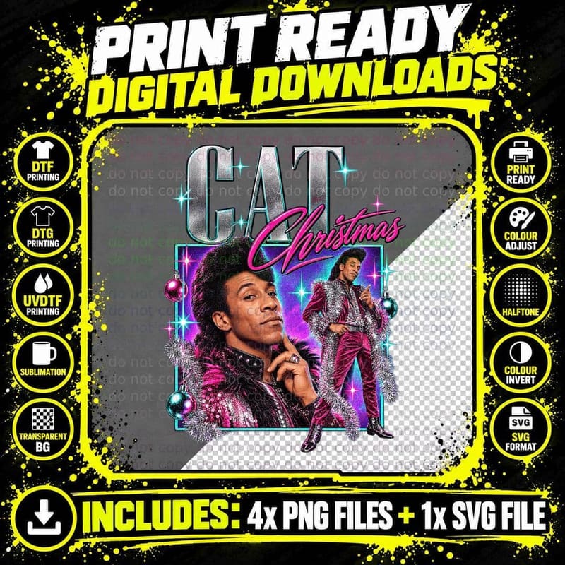 Red Dwarf Cat Christmas Funky Retro British Sci Fi Png SVG Digital Bundle