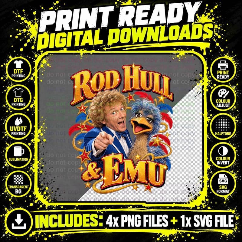 Rod Hull and Emu Vintage Christmas British TV Puppet Png SVG Digital Bundle
