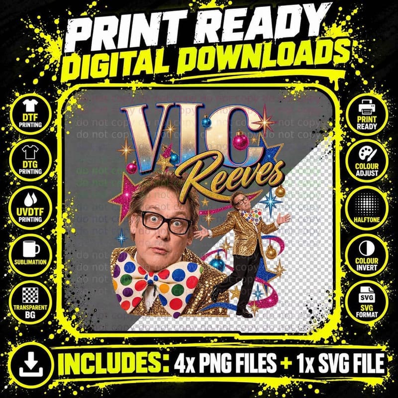 Vic Reeves Christmas Polka Dot Bow Tie Retro British Png SVG Digital Bundle