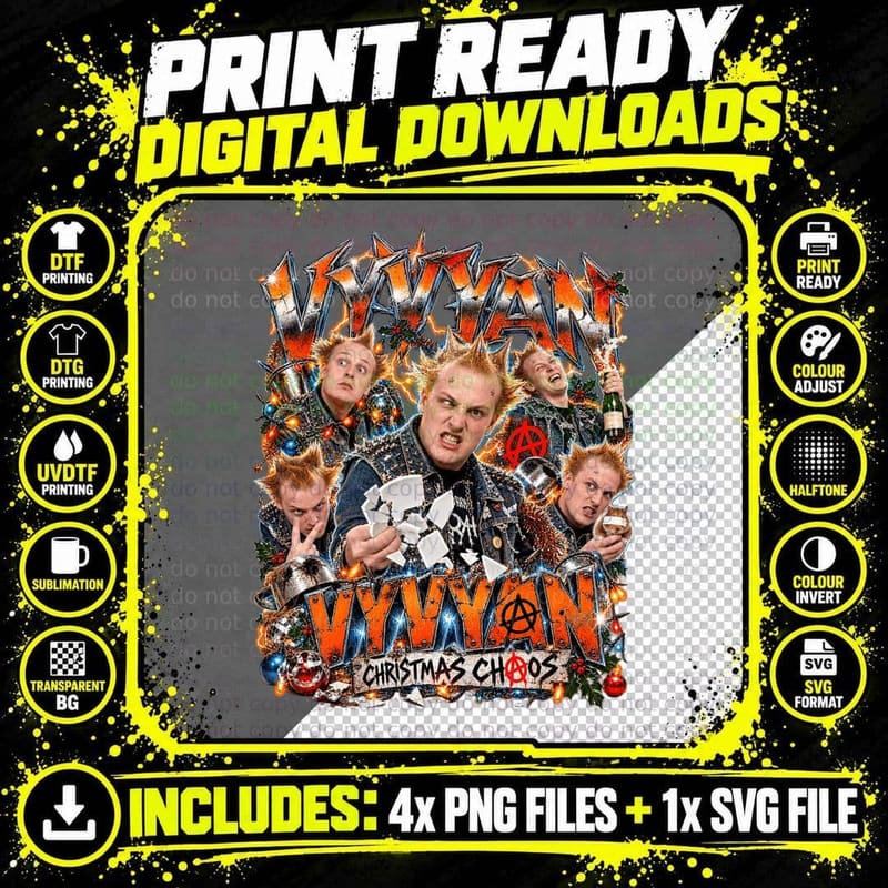 Vyvyan Young Ones Punk Collage Christmas Chaos Retro 80s Png SVG Digital Bundle