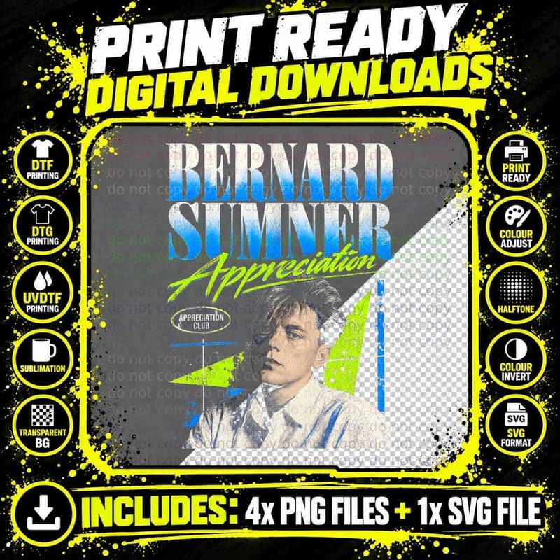 Bernard Sumner Vintage Post Punk Retro Halftone T-Shirt Png SVG Digital Bundle