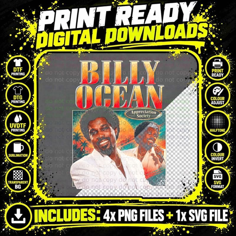 Billy Ocean Retro 80s Soul Pop Singer Appreciation Png SVG Digital Bundle