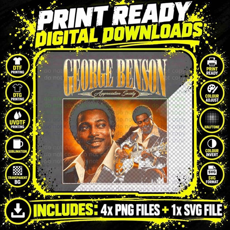 George Benson Retro 70s Jazz Guitarist Soul Singer Png SVG Digital Bundle
