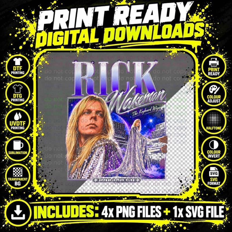 Rick Wakeman Yes Band Retro Keyboardist Vintage Png SVG Digital Bundle