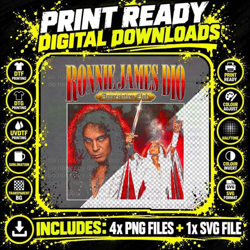 Ronnie James Dio Retro Heavy Metal Singer Vintage Png SVG Digital Bundle