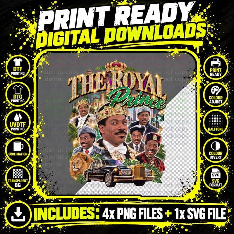 Eddie Murphy Prince Akeem Vintage Bootleg 80s Comedy Png SVG Digital Bundle