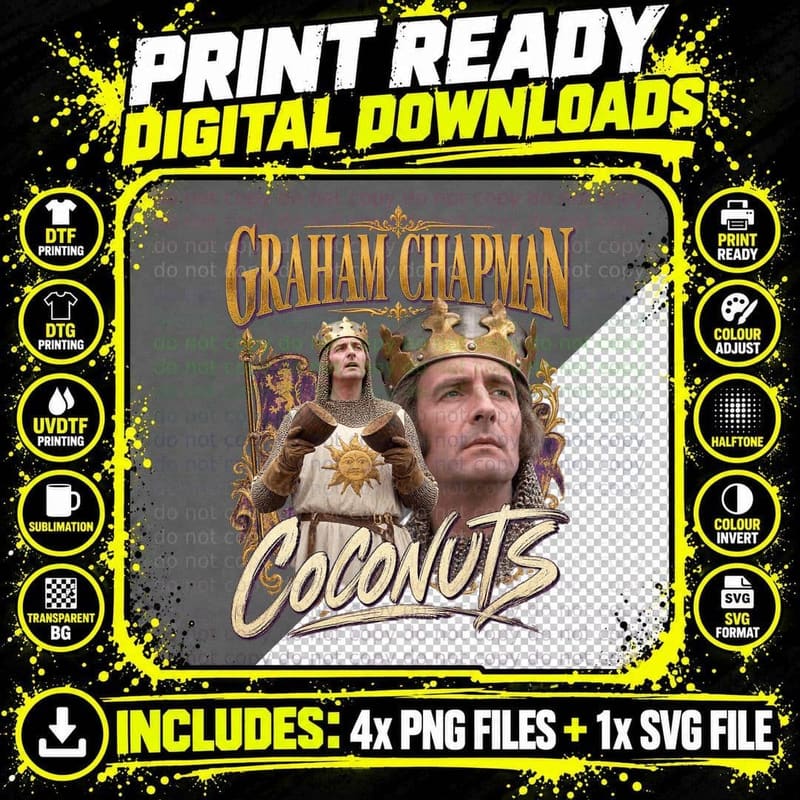 Graham Chapman King Arthur Monty Python Holy Grail Png SVG Digital Bundle