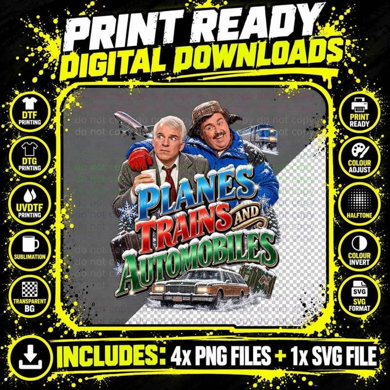 Planes Trains and Automobiles Retro Steve Martin John Png SVG Digital Bundle