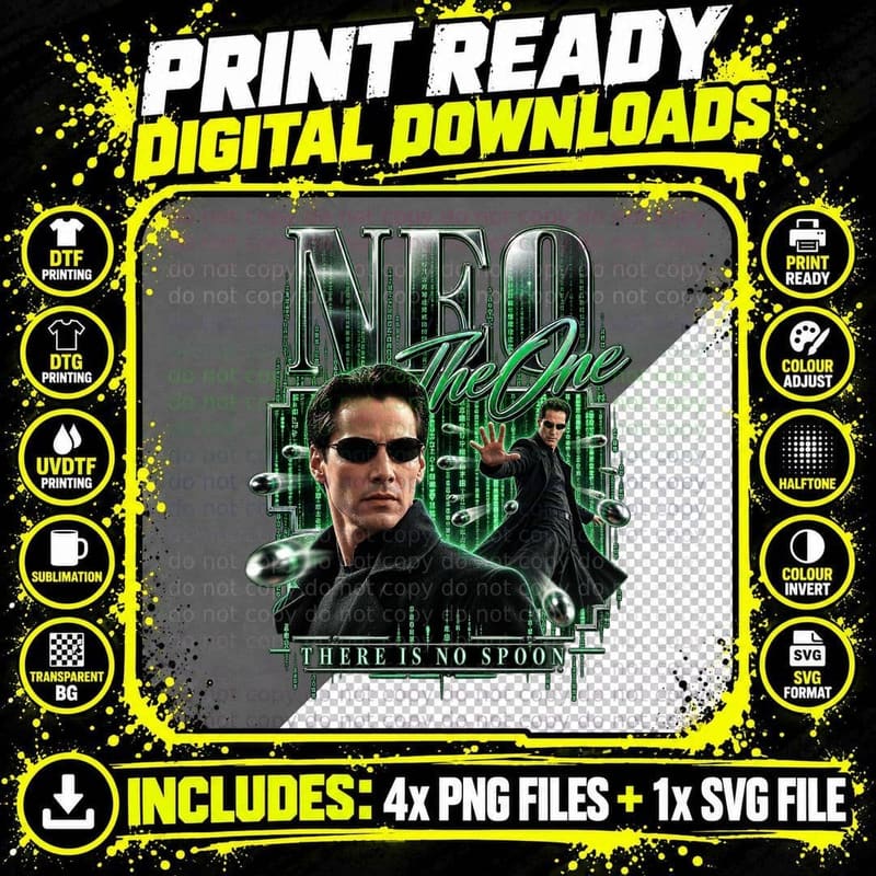 The Matrix Vintage Bootleg Neo Keanu Reeves 90s Png SVG Digital Bundle