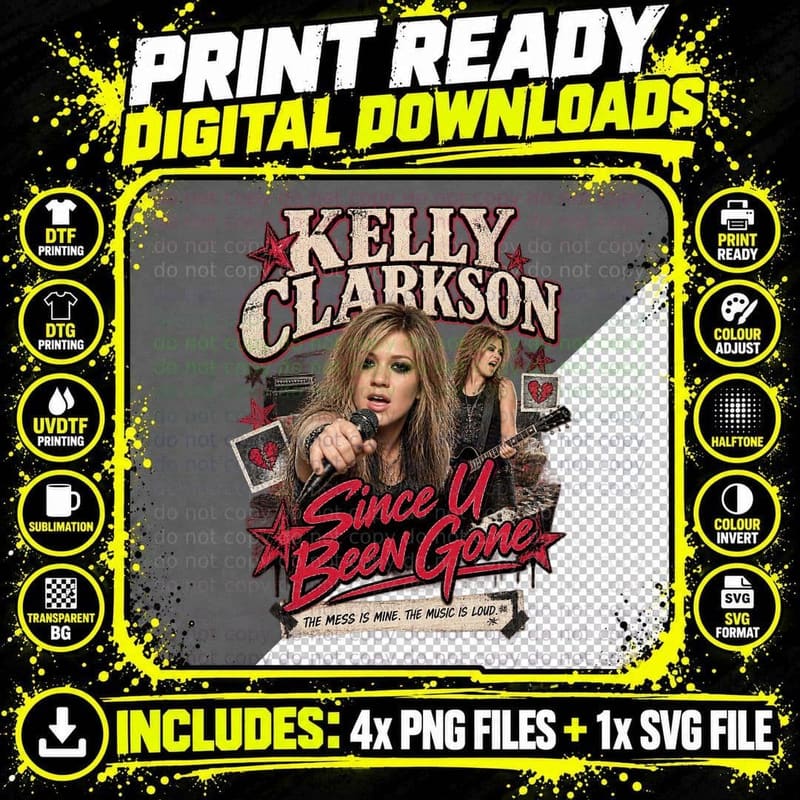 Kelly Clarkson Since U Been Gone 2004 Rock Music Tee Png SVG Digital Bundle