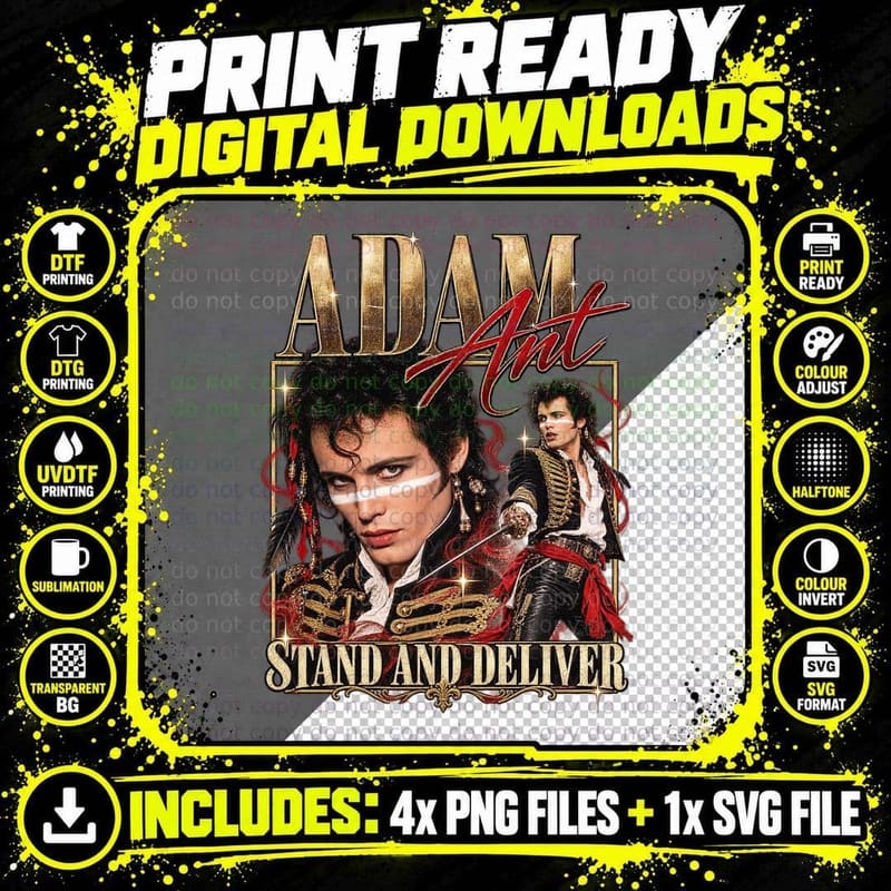 Adam Ant Vintage Stand and Deliver 1981 New Romantic Png SVG Digital Bundle