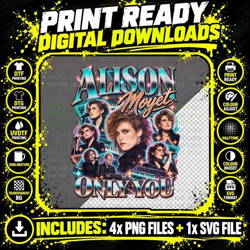 Alison Moyet Only You Vintage 80s Synth Pop Airbrush Png SVG Digital Bundle