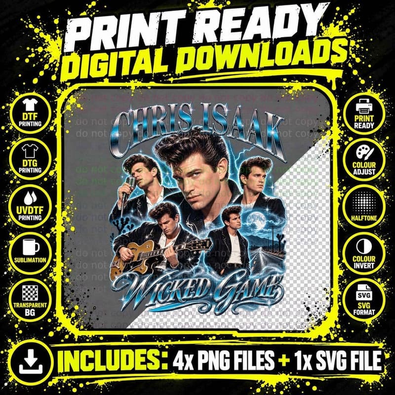 Chris Isaak Vintage Wicked Game 1989 Retro Rockabilly Png SVG Digital Bundle