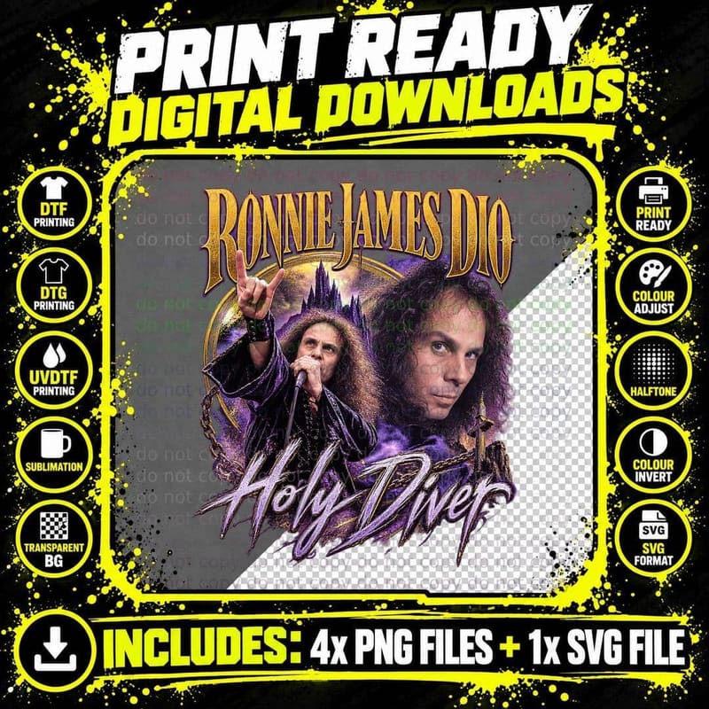 Dio Vintage Ronnie James Dio Holy Diver 1983 Heavy Metal Png SVG Digital Bundle