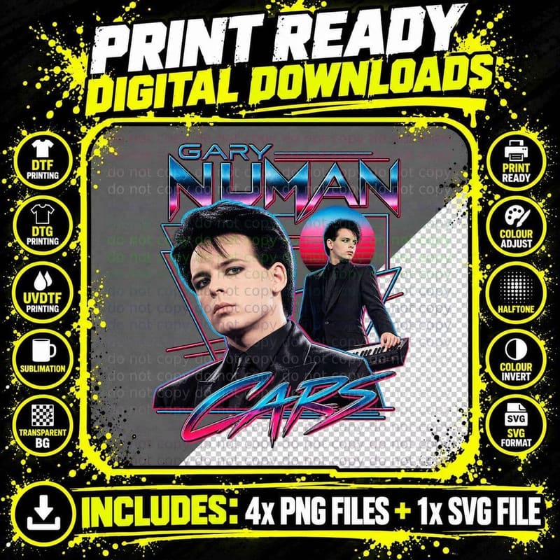 Gary Numan Vintage Cars 1979 Synthpop New Wave T-Shirt Png SVG Digital Bundle