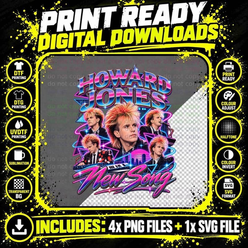 Howard Jones Retro Collage New Song 1984 Synth Pop New Png SVG Digital Bundle