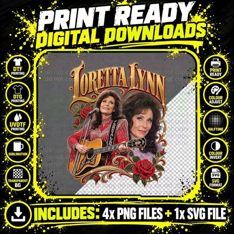 Loretta Lynn Vintage Coal Miner's Daughter Classic Png SVG Digital Bundle