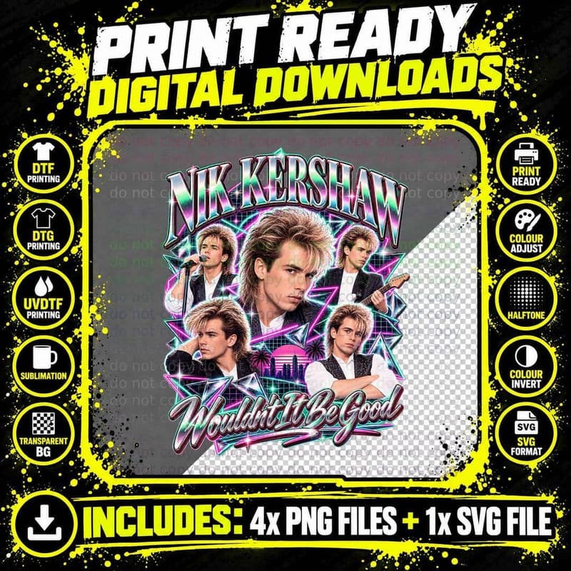 Nik Kershaw Retro Collage Wouldn't It Be Good 1984 New Png SVG Digital Bundle