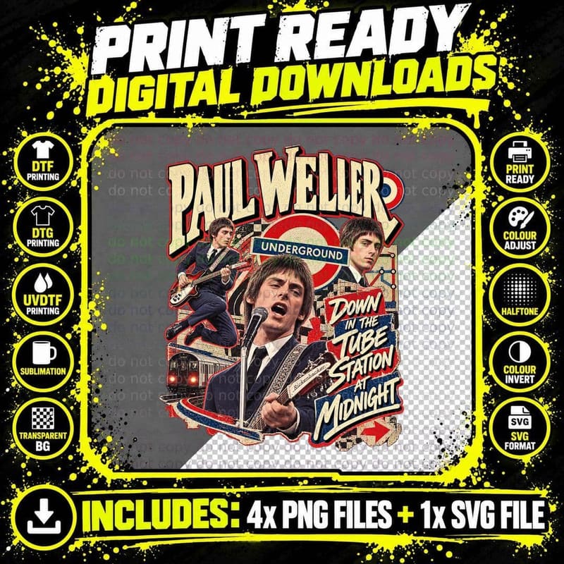 Paul Weller Vintage Down in the Tube Station at Midnight Png SVG Digital Bundle